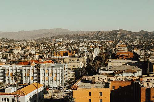 landscape high angle photo of buildings nature